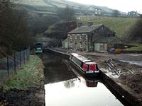 Standedge Tunnel - Marsden end. The building to the right is now the Waters Edge licensed restaurant.