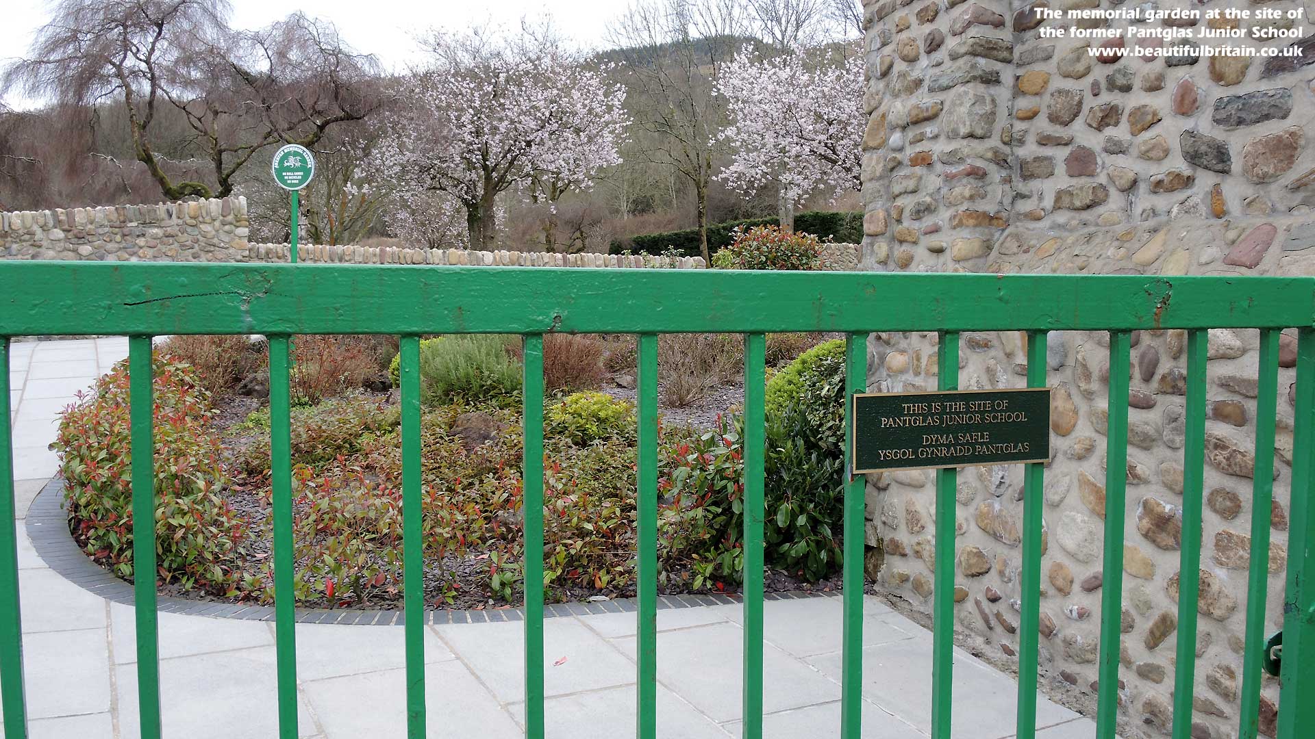 The entrance to the memorial garden in the village of Aberfan