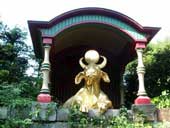 Gilded water buffalo overlooks the Chinese Gardens